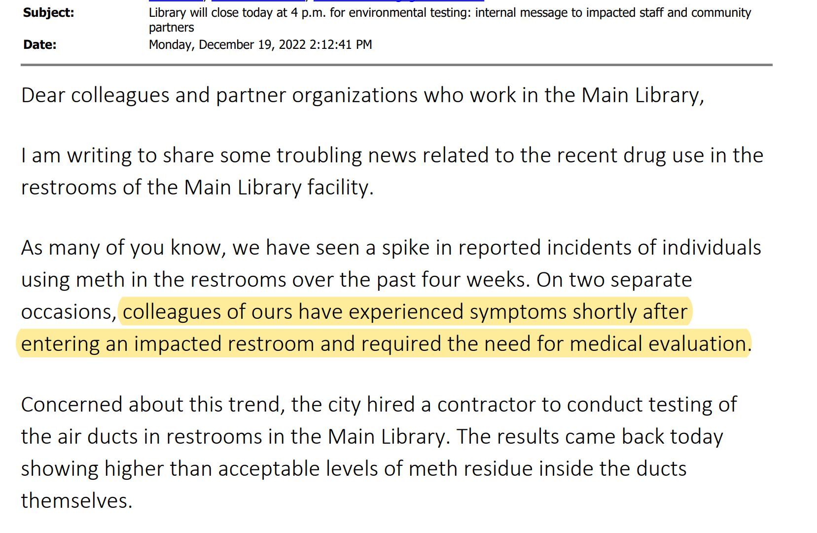 Boulder Main Library workers report feeling ill